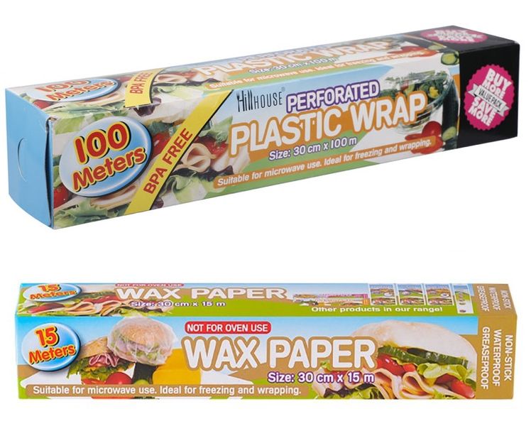 Disposable Roll Plastic Wrap 100m Perforated &amp; Wax Paper 15m