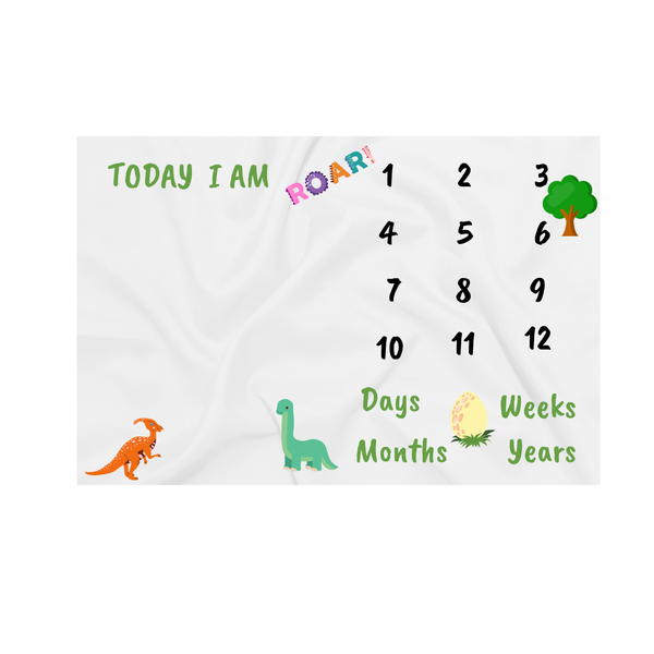 Katz Designs Baby Blanket - Milestone Dino Themed