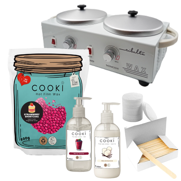 Cooki Strawberry Hot Film Waxing Kit with Wax Heater, Home use waxing kit