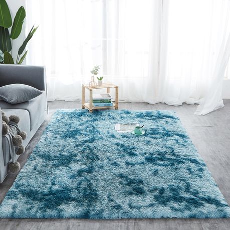 Three Tone Blue Fluffy Carpet Gy, Best Rugs Under 200