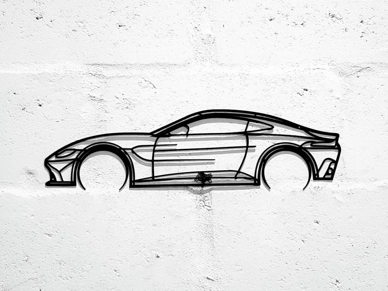 Aston Martin Vantage Detailed Silhouette Steel Wall Art - Black