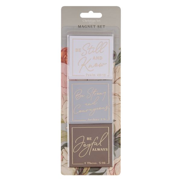 Three-Piece Magnetic Set - Be Strong and Courageous, Dahlias