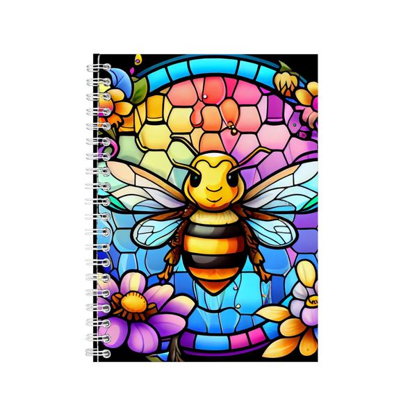 Cute Flower Bee Stained Glass Notebook Gift Idea Notepad Pad 90