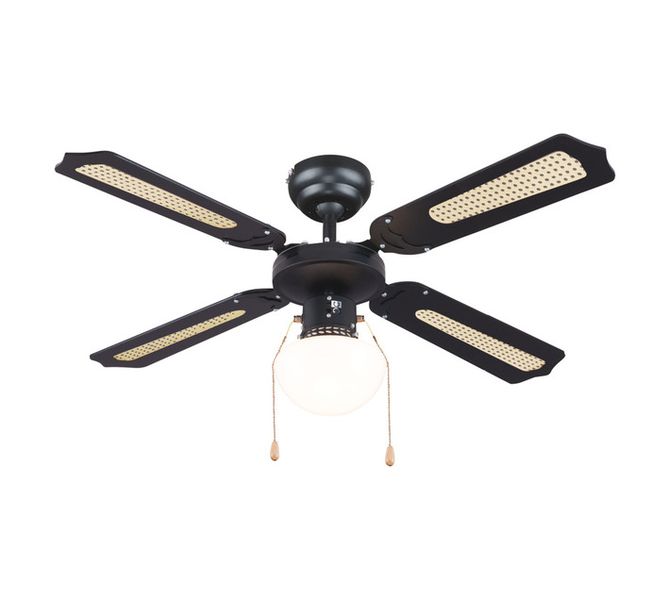 Decor Exclusive Sogo Rattan Ceiling Fan Black 42 Inch