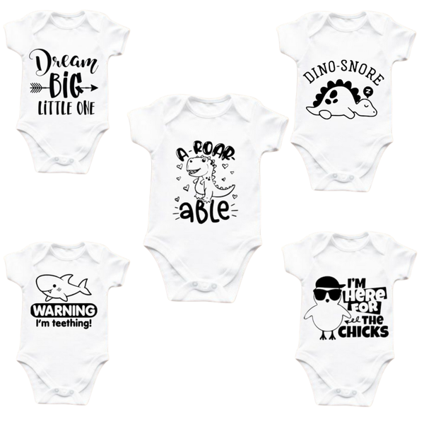 White Baby Grower Short Sleeve 5 Piece Set