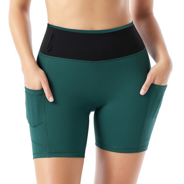 High Waisted Yoga Shorts with Pockets for Woman Running Gym Yoga