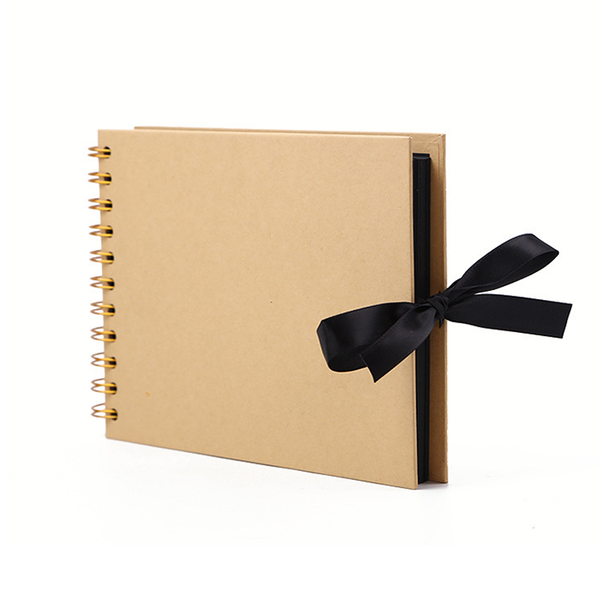 Spiral-Bound Brown Album, Hardcover, 30 Black Pages- 215 x 150 mm