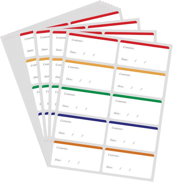 100 Pack - Freezer Safe Food Labels - Multicolor