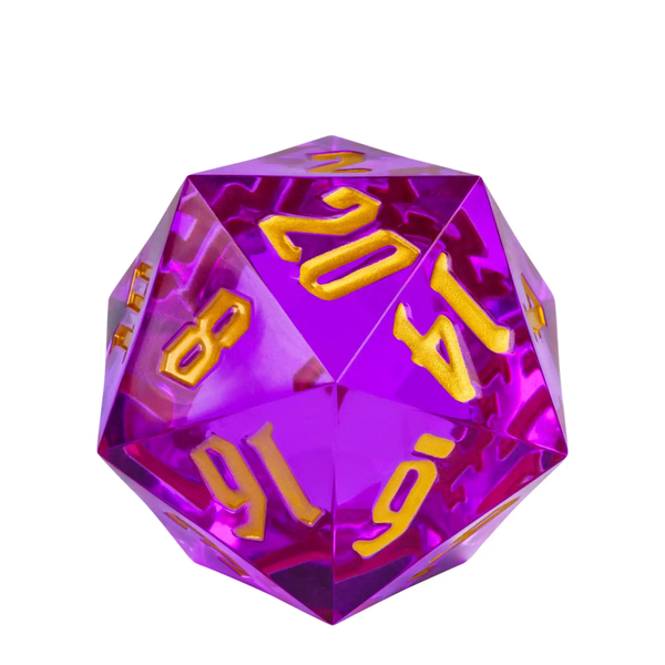 Level Up RPG Dice - Giant 55mm D20 - Transparent Purple