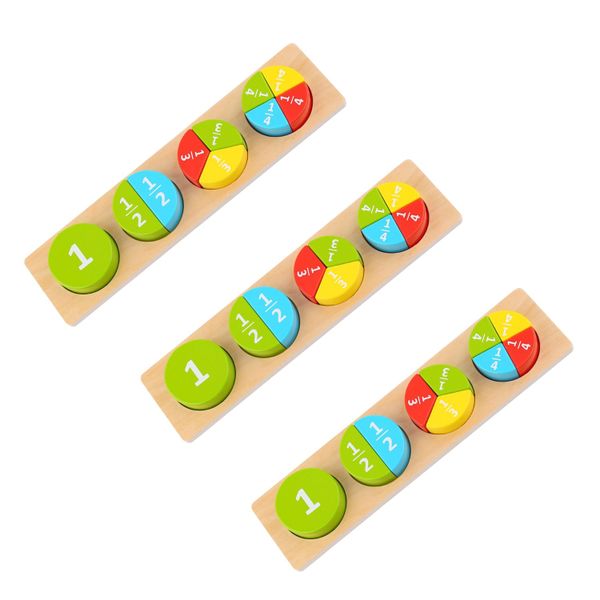 Educational Block Puzzles - Fractions - Shapes - Colours - Set of 3