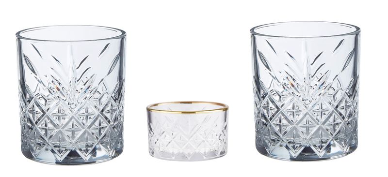Timeless Whisky 3 Piece Set 2 Whisky Glasses 225cc and Snack Bowl 345cc