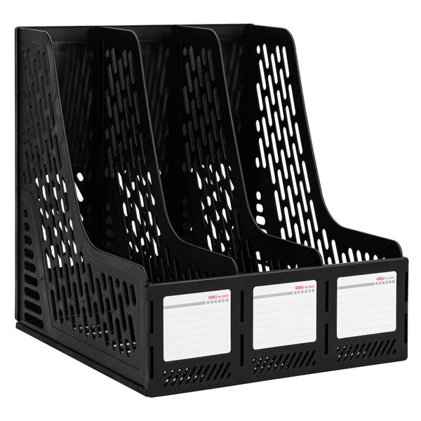 Deli Magazine Holder 265×250×295mm Black 3 Divider