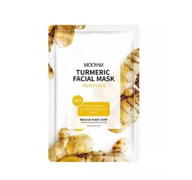 Mooyam Moisturising Natural Mask Cloth Purifying Turmeric Facial Mask 25ml