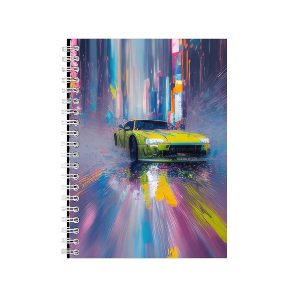 Yellow A5 Notebook Pad Lines Racing Car Lovers Trendy Graphic Present 044