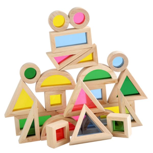 Rhyli's Kaleidoscope Sensory Wooden Blocks (24 Large Blocks)