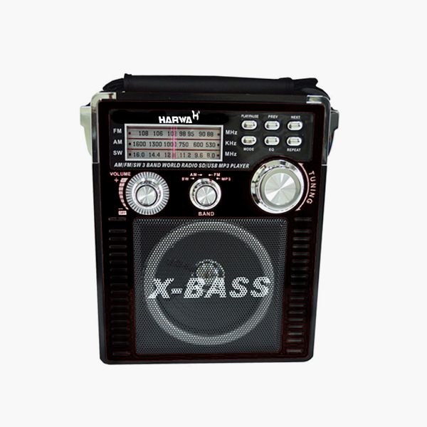 Harwa X-BASS 3 Band World Radio SD/USB MP3 Player with Torch and AUX Input