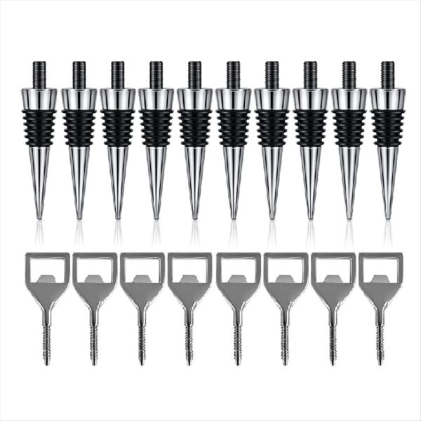 10 Pcs Metal Wine Stopper And 8Pcs Blank Alloy Bottle Opener