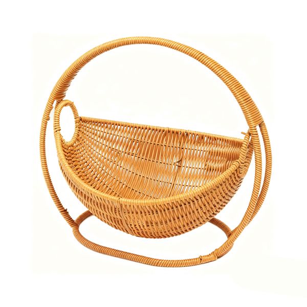 Woven Rattan Fruit Basket with Feet-Modern European Countertop Display Tray