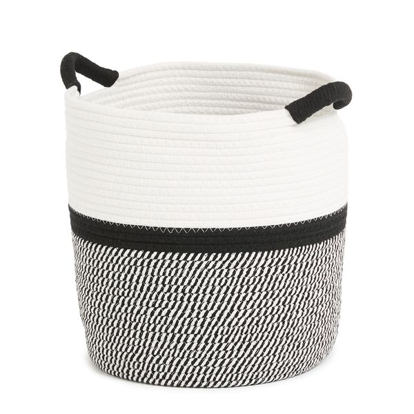 George &amp; Mason - Black and Cream Rope Storage Basket - Large