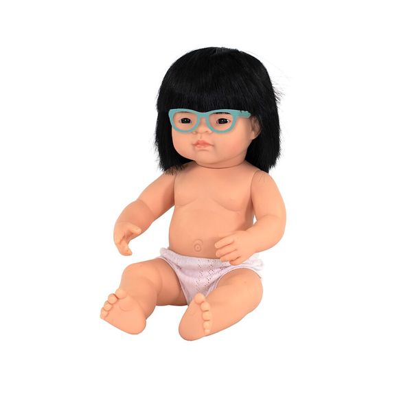 Miniland Dolls (Baby Asian Girl With Glasses) 38cm