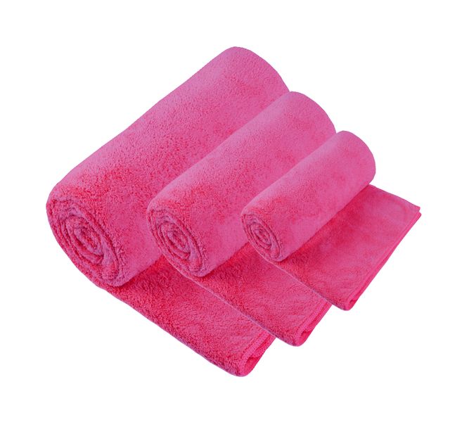 Wonder Towel Set Terry Collection Cosy Valour Microfibre Beach Gym Pink