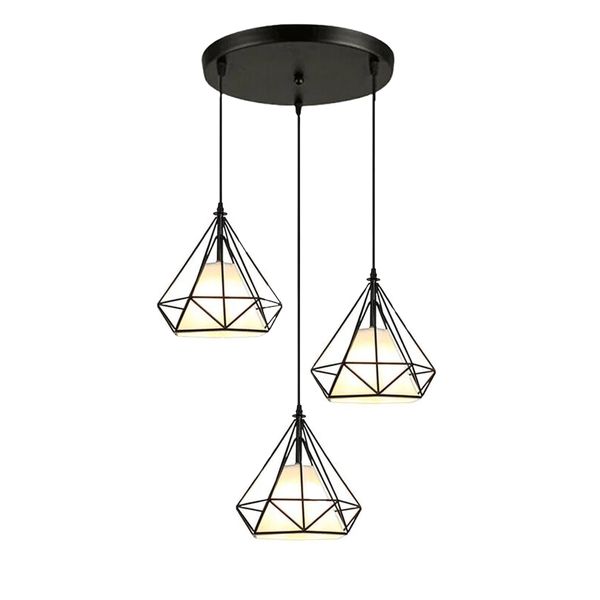 Diamond Shape Pendant Light 3 Lights Ceiling Light 20CM Cage