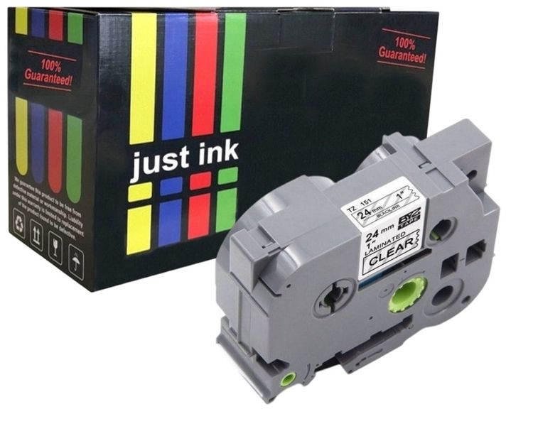 Compatible Brother TZ151 Laminated Label Tape (24mm) Black/Clear (8m)