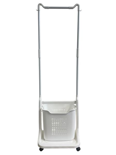 Portable Laundry Basket with Hanging Rack and Wheels - White