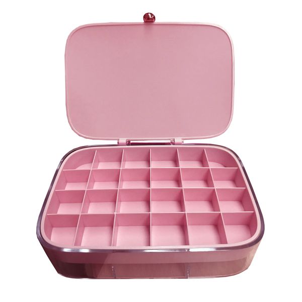 Double Tier 30 Grids Plastic Jewelry Storage Organizer Box with Lids