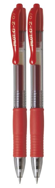 Pilot G-2 0.7 Gel Retractable Pen Pack of 2 - Red