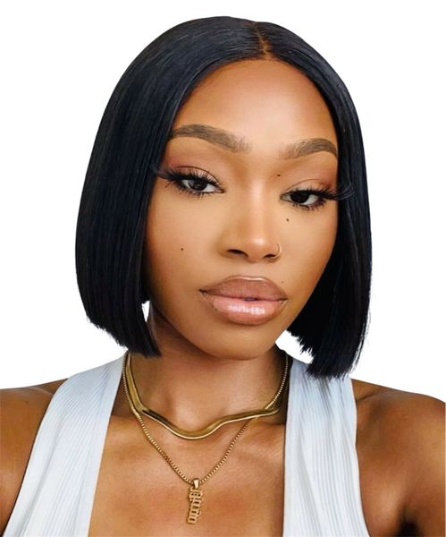 8" Straight Glueless Bob Wig - 100% Human hair