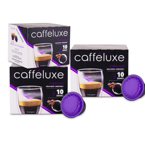 Caffeluxe Dolce Gusto Compatible Espresso Coffee Capsules | 30 Pack