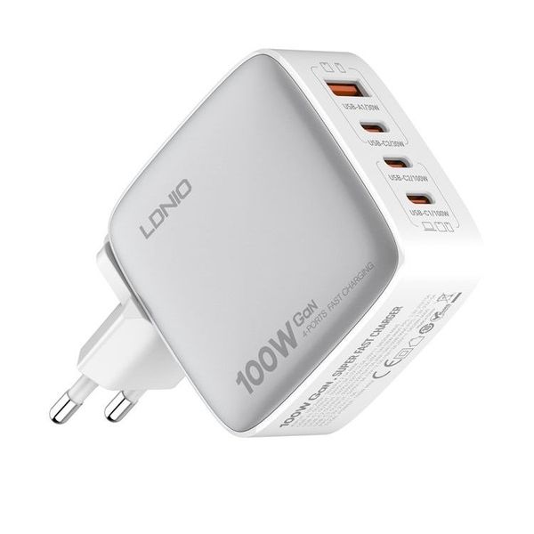 100W Wall Charger 4 Port GaN Compatible With Mobile &amp; Laptop -LDNIO