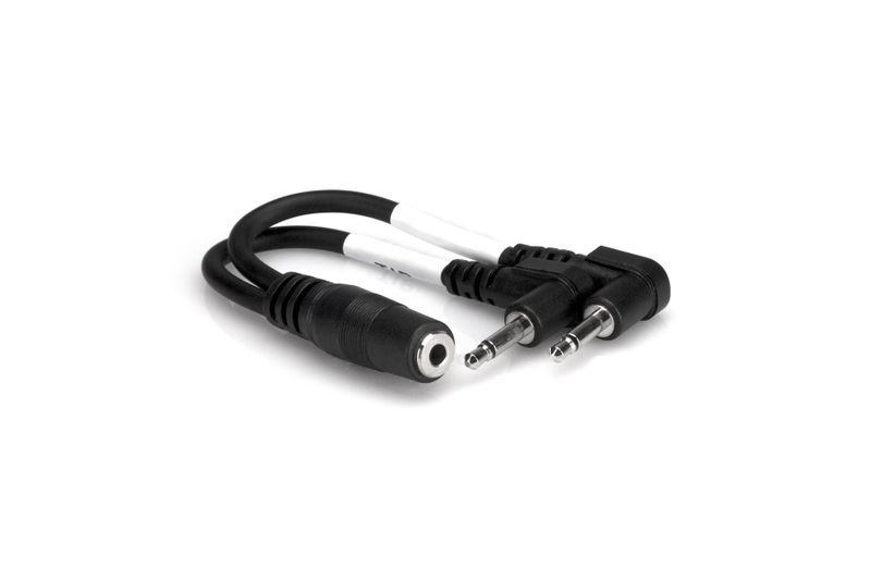 Air Travel Headphone Adapter - 3.5 mm TRSF to Dual Right-angle 3.5 mm TS