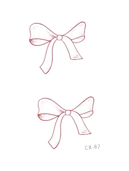 1 Piece - Bowknot Design Temporary Tattoo - Red