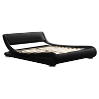 Hazlo Gabriela Modern Curve Style Faux Leather Bed Base - Black (Size: Queen)