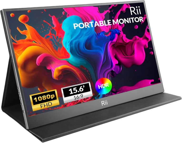 RII 15.6" Portable Monitor With Leather Case