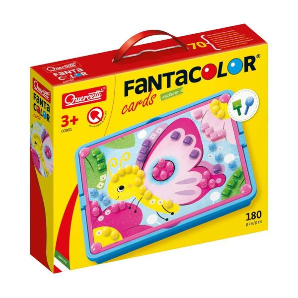 Quercetti FantaColor Nature Peg Board Set - Mosaic Art Activity with Cards