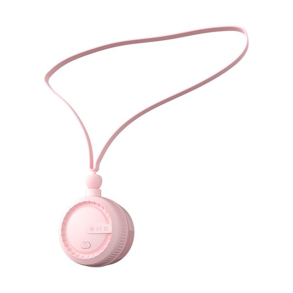 Portable USB Rechargeable Necklace Fan, Pink, Adjustable Speed, Quiet