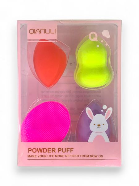 Makeup Powder Puff &amp; Silicone Face Scrub Set