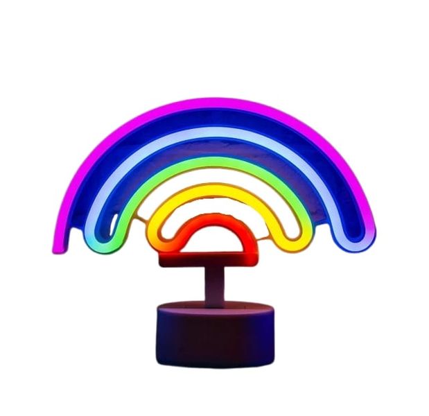USB Powered Rainbow With Base Neon Lamp Wall Hanging Decorating LED Sign