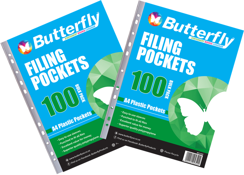 Butterfly Filing Pocket - A4 40 m 100 Plastic Pocket (Bulk Pack) X2