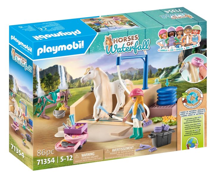 Playmobil Horses of Waterfall - Washing Station with Isabella &amp; Lioness