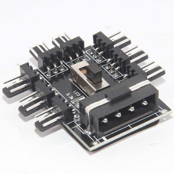 Entratech 8 Way 12V 3 Pin Micro Fan PWM Speed Controller Hub Molex Powered
