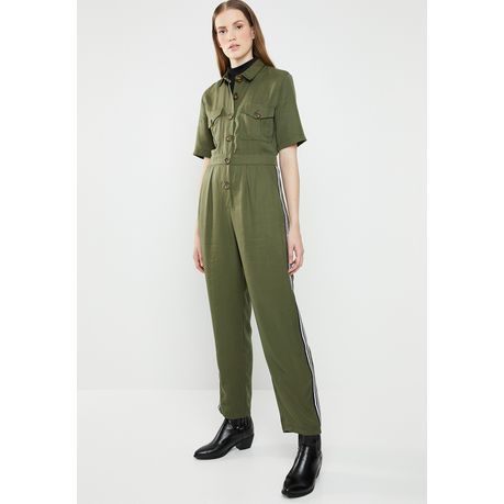 khaki utility jumpsuit