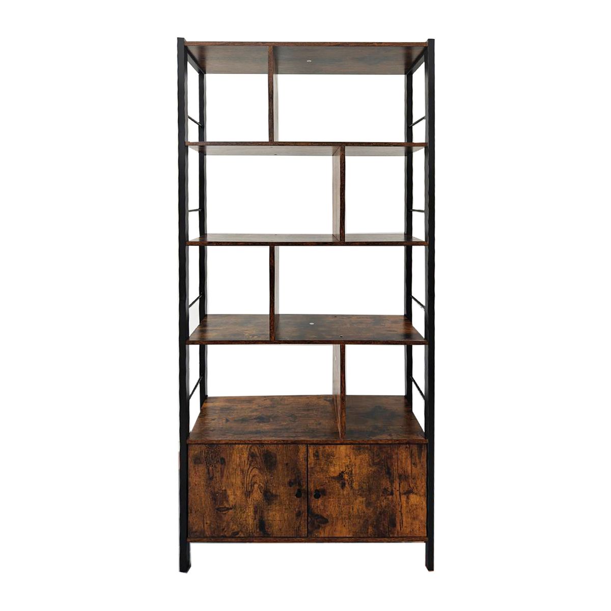 industrial shelf 5段 ビンテージ ブラウンIPR80 LAZAVA 5-Tier Open Bookcase Rustic Industrial Style Metal Shelf