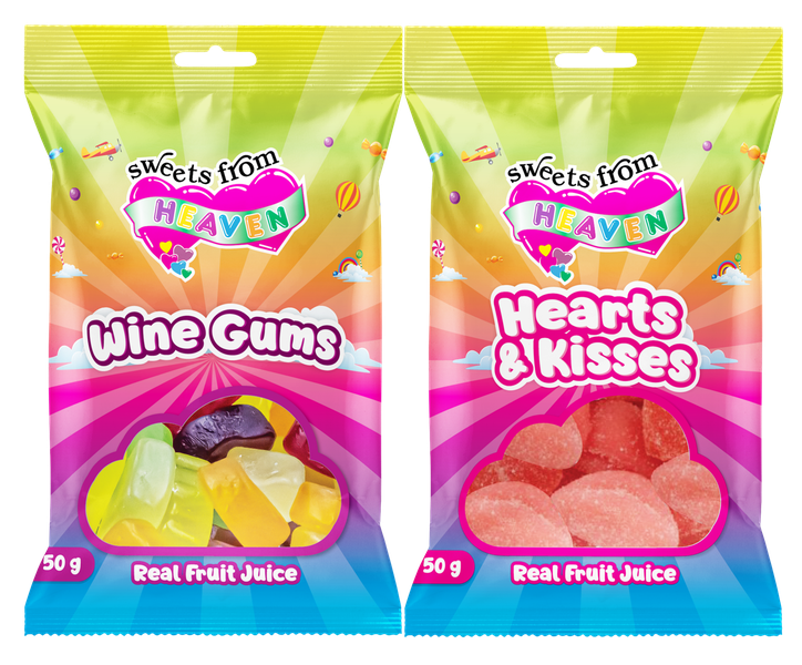 24Pk | Sweets from Heaven | Gums, Hearts | Sweets &amp; Chocolate Hampers | 50g