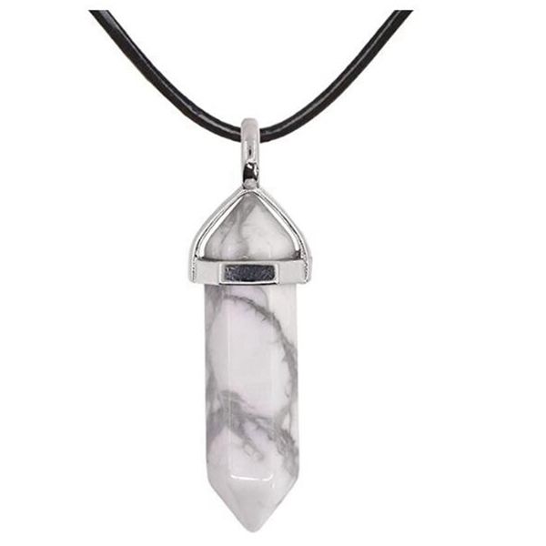 Pendant Natural Healing Gemstone with Necklace - White Howlite crystal