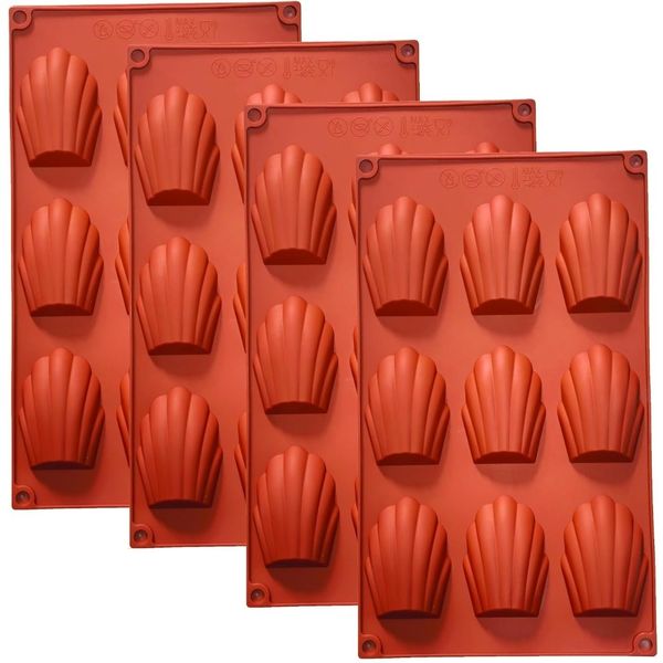 4Pcs 9-Cavity Non-stick Silicone Madeleine Cookies Trays for Baking