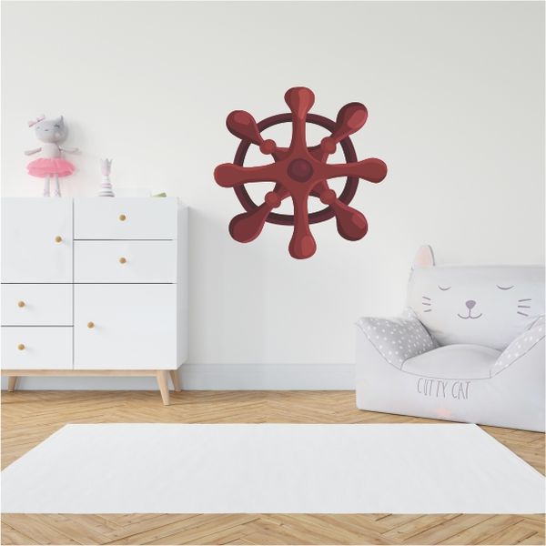 Cartoon Boats Wheel Wall Decal Sticker